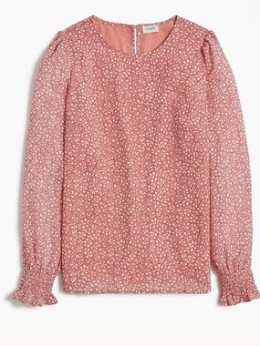 J. Crew Floral Top With Smocked Cuffs